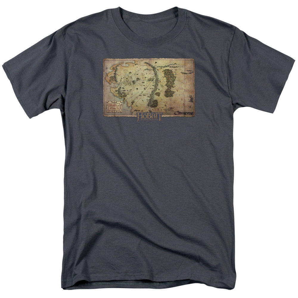 The Hobbit Middle Earth Map Mens T Shirt Charcoal Officially Licensed