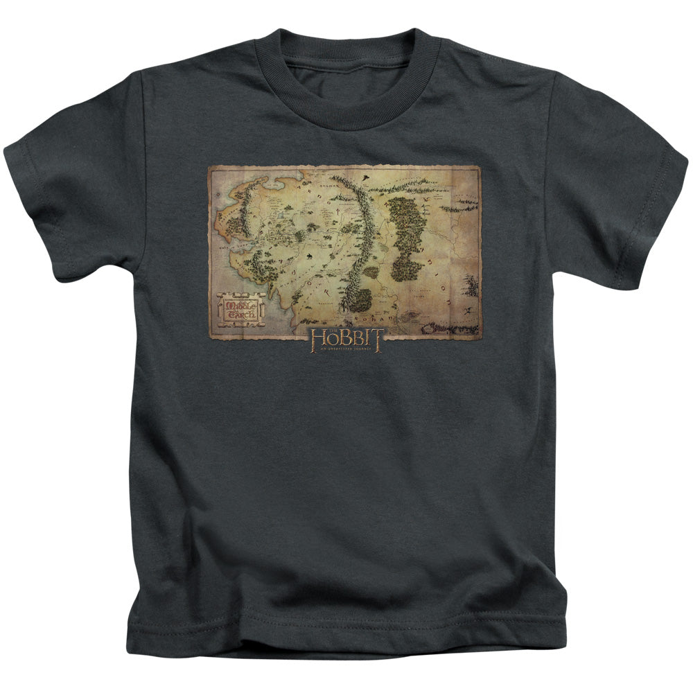 The Hobbit Middle Earth Map Juvenile Kids Youth T Shirt Charcoal Officially Licensed