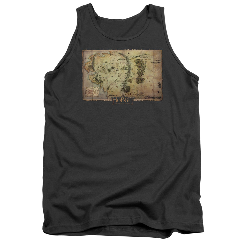 The Hobbit Middle Earth Map Mens Tank Top Shirt Charcoal Officially Licensed