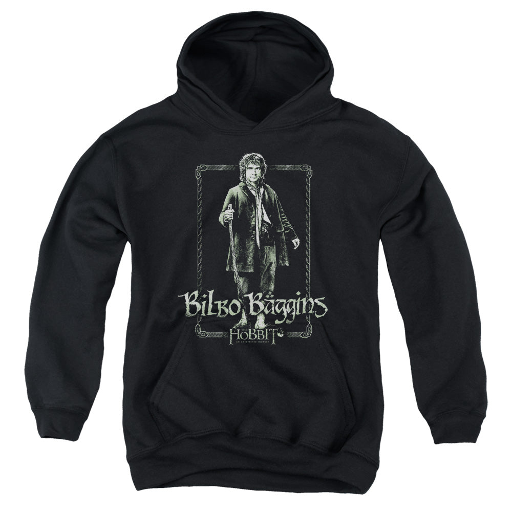 The Hobbit Bilbo Stare Kids Youth Hoodie Black Officially Licensed