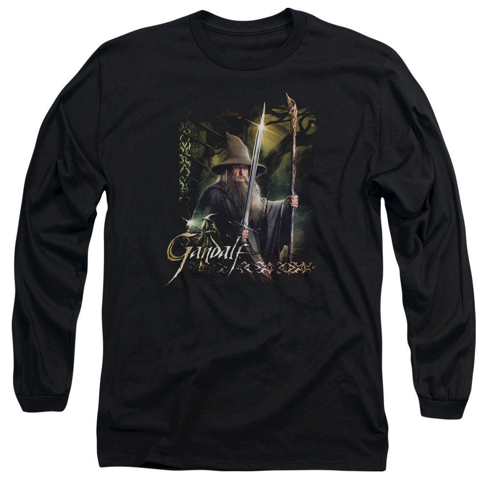 Hobbit Sword And Staff Mens Long Sleeve Shirt Black Officially Licensed