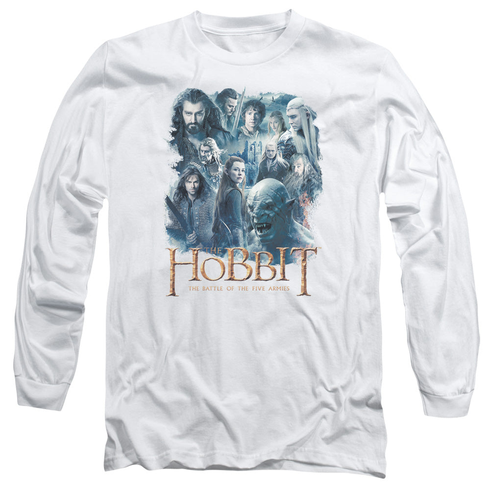 Hobbit Main Characters Mens Long Sleeve Shirt White Officially Licensed