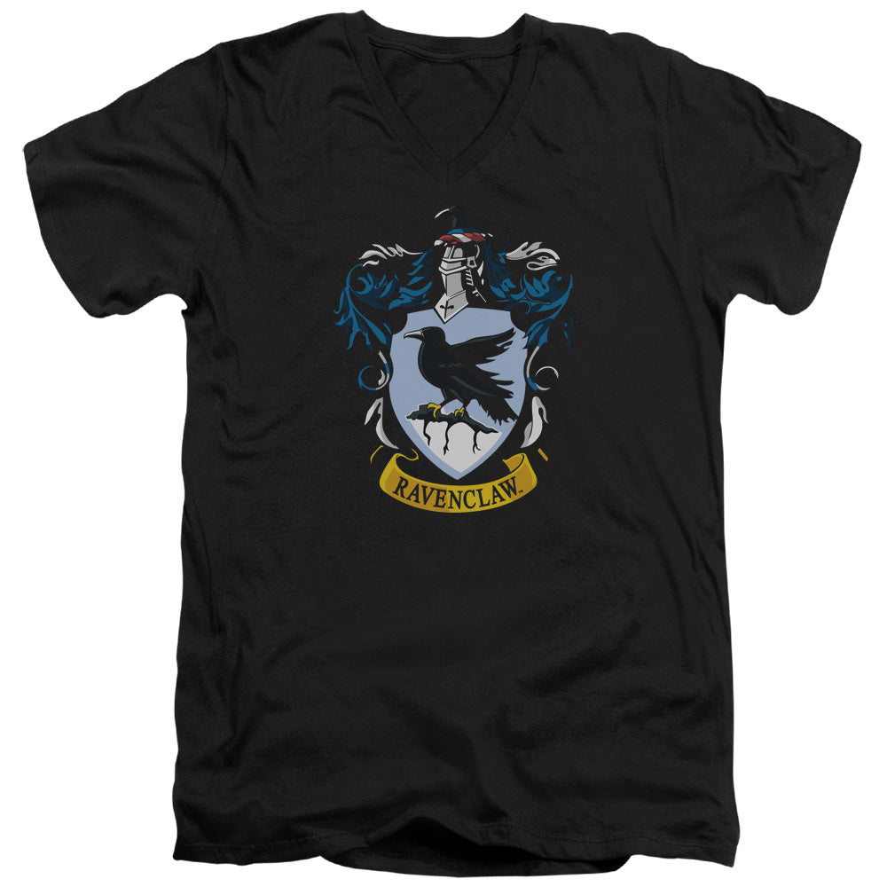 Harry Potter Ravenclaw Crest Mens Slim Fit V-Neck T Shirt Black Officially Licensed