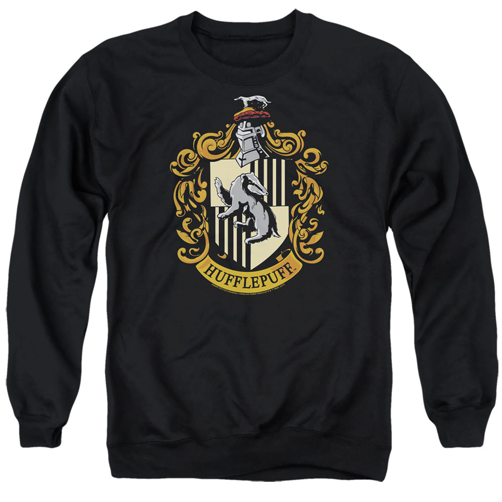Harry Potter Hufflepuff Crest Mens Crewneck Sweatshirt Black Officially Licensed