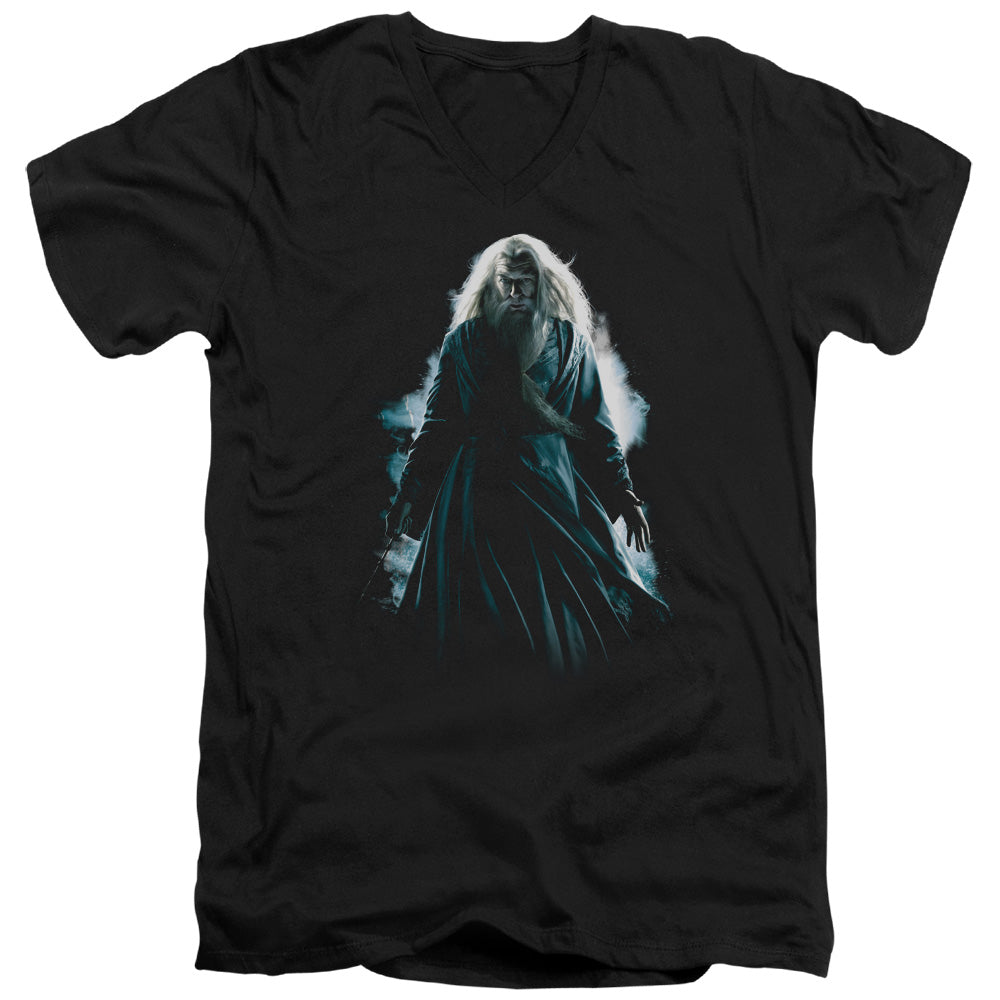 Harry Potter Dumbledore Burst Mens Slim Fit V-Neck T Shirt Black Officially Licensed