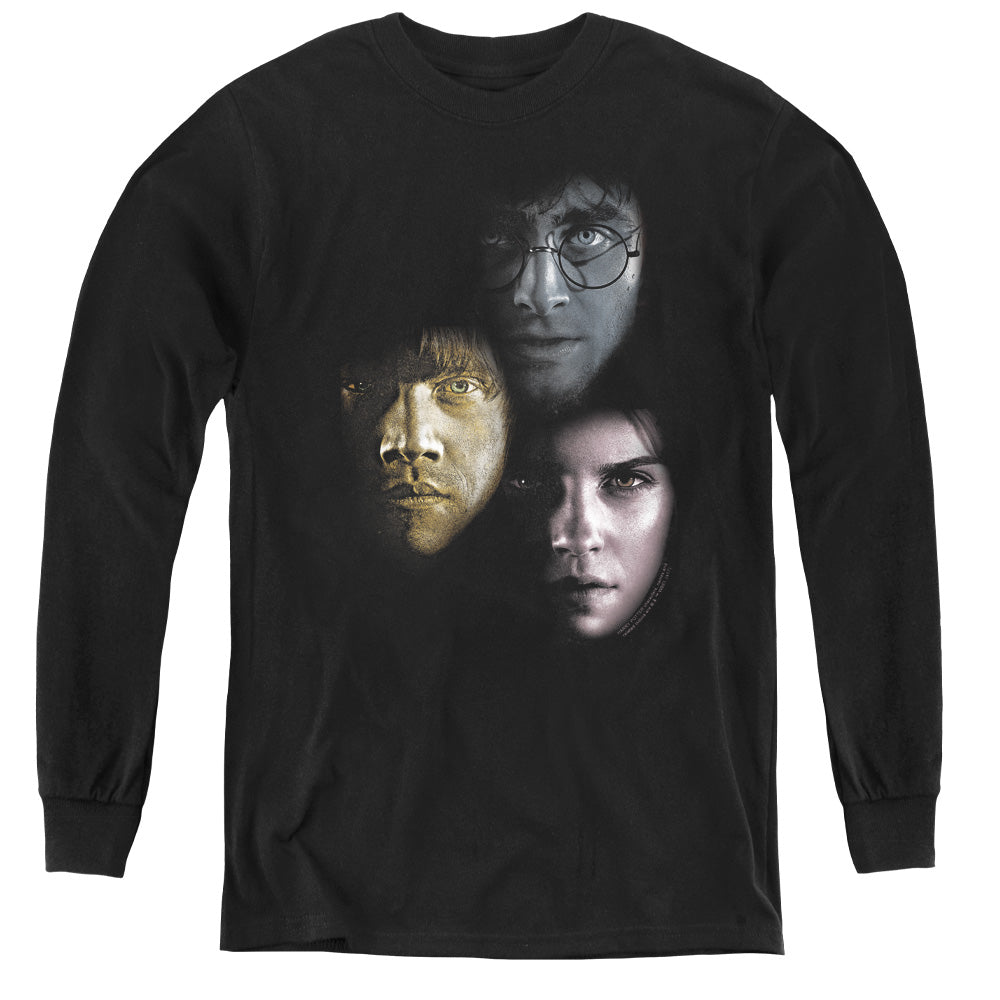 Harry Potter Hero Heads Long Sleeve Kids Youth T Shirt Black Officially Licensed