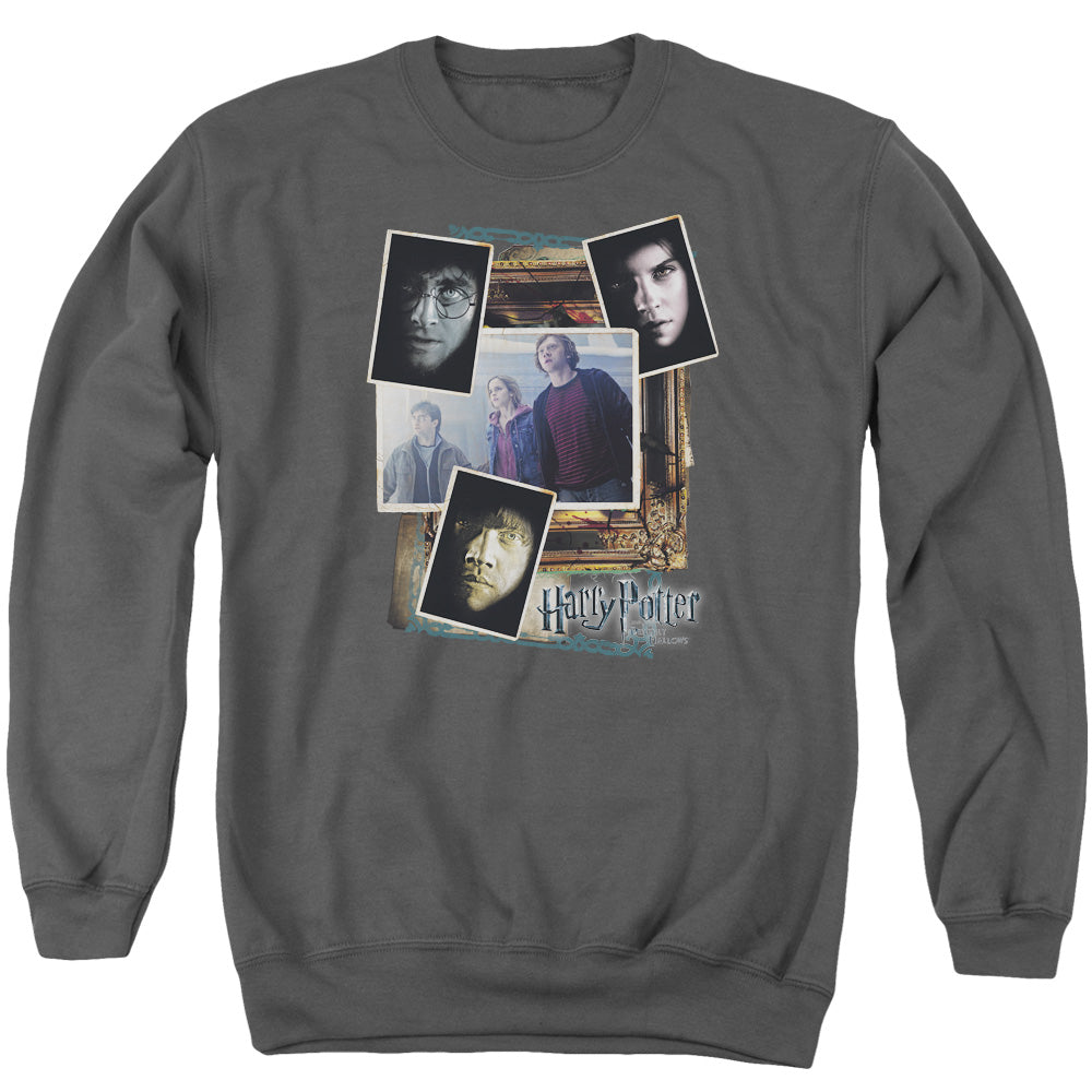 Harry Potter Trio Collage Mens Crewneck Sweatshirt Charcoal Officially Licensed