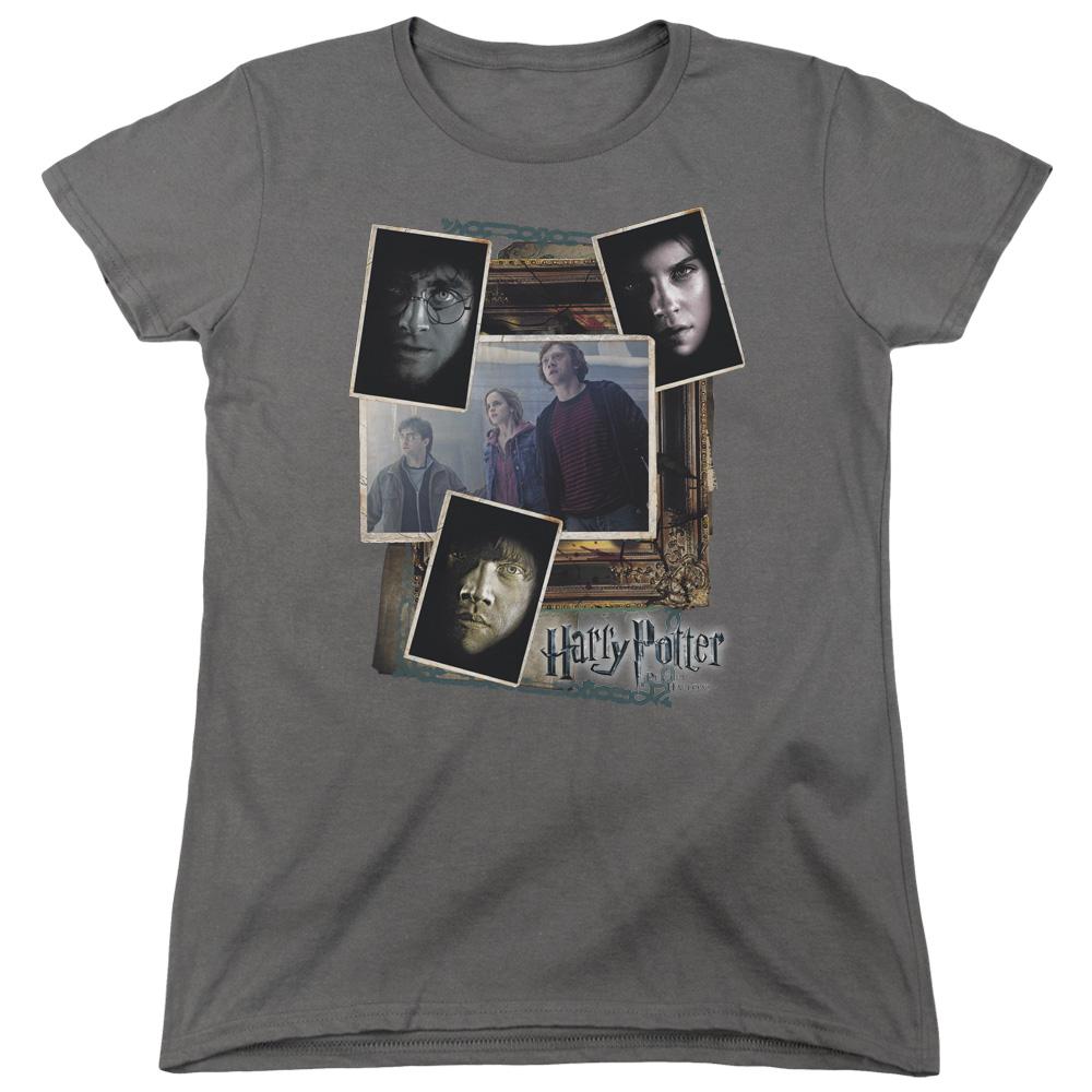 Harry Potter Trio Collage Womens T Shirt Charcoal Officially Licensed