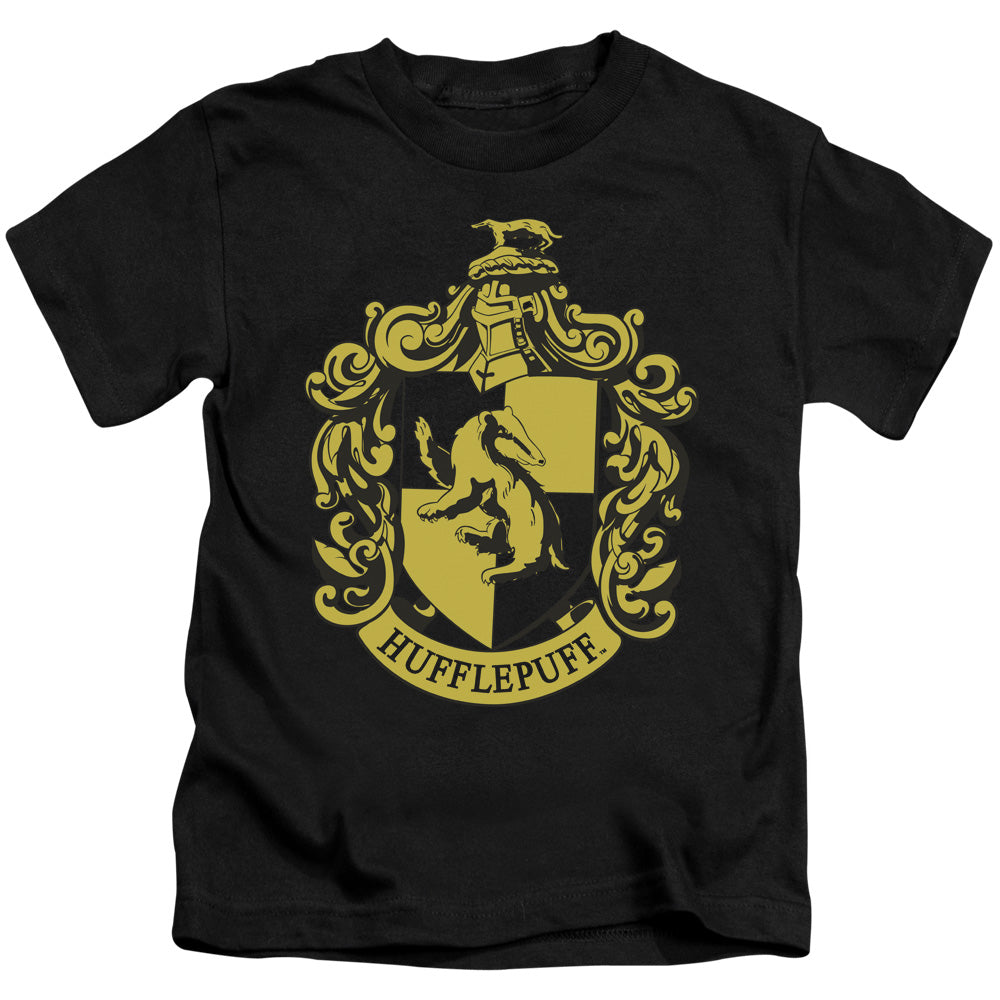 Harry Potter Hufflepuff Crest Juvenile Kids Youth T Shirt Black Officially Licensed