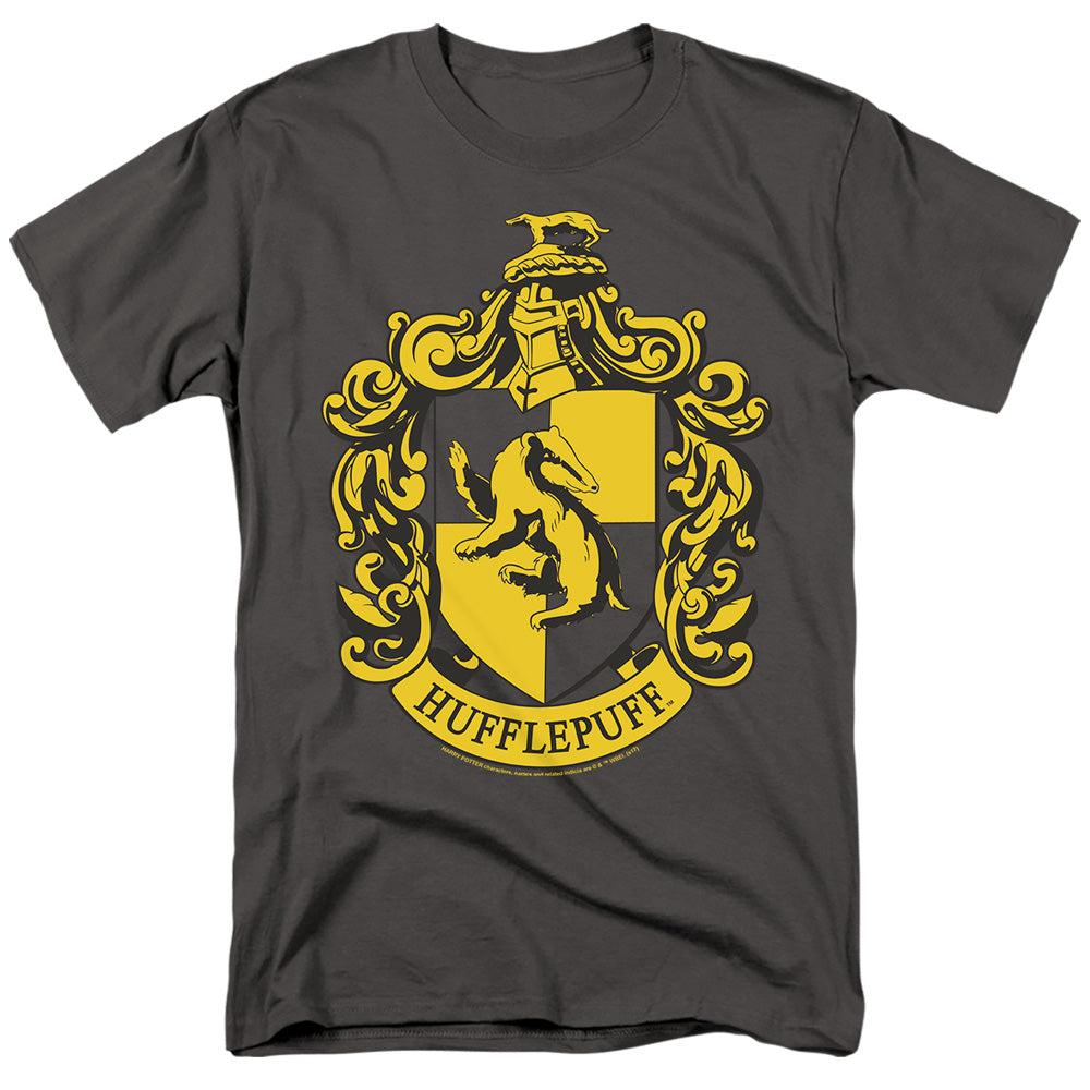 Harry Potter Hufflepuff Crest Mens T Shirt Charcoal Officially Licensed