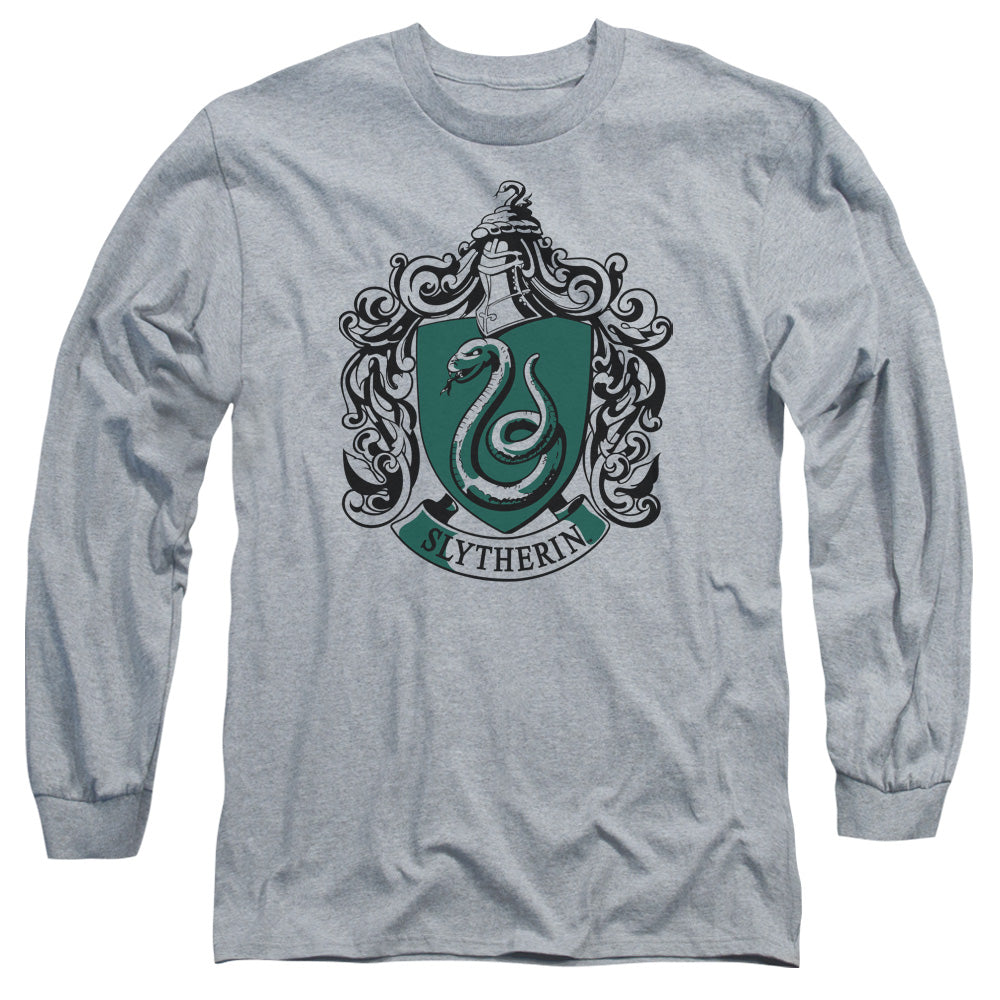 Harry Potter Slytherin Crest Mens Long Sleeve Shirt Athletic Heather Officially Licensed Officially Licensed