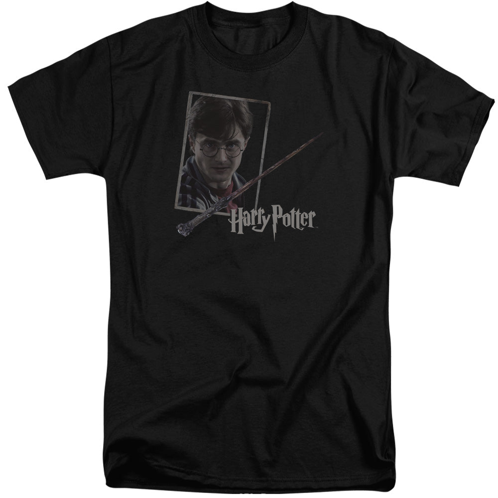Harry Potter Harrys Wand Portrait Mens Tall T Shirt Black Officially Licensed