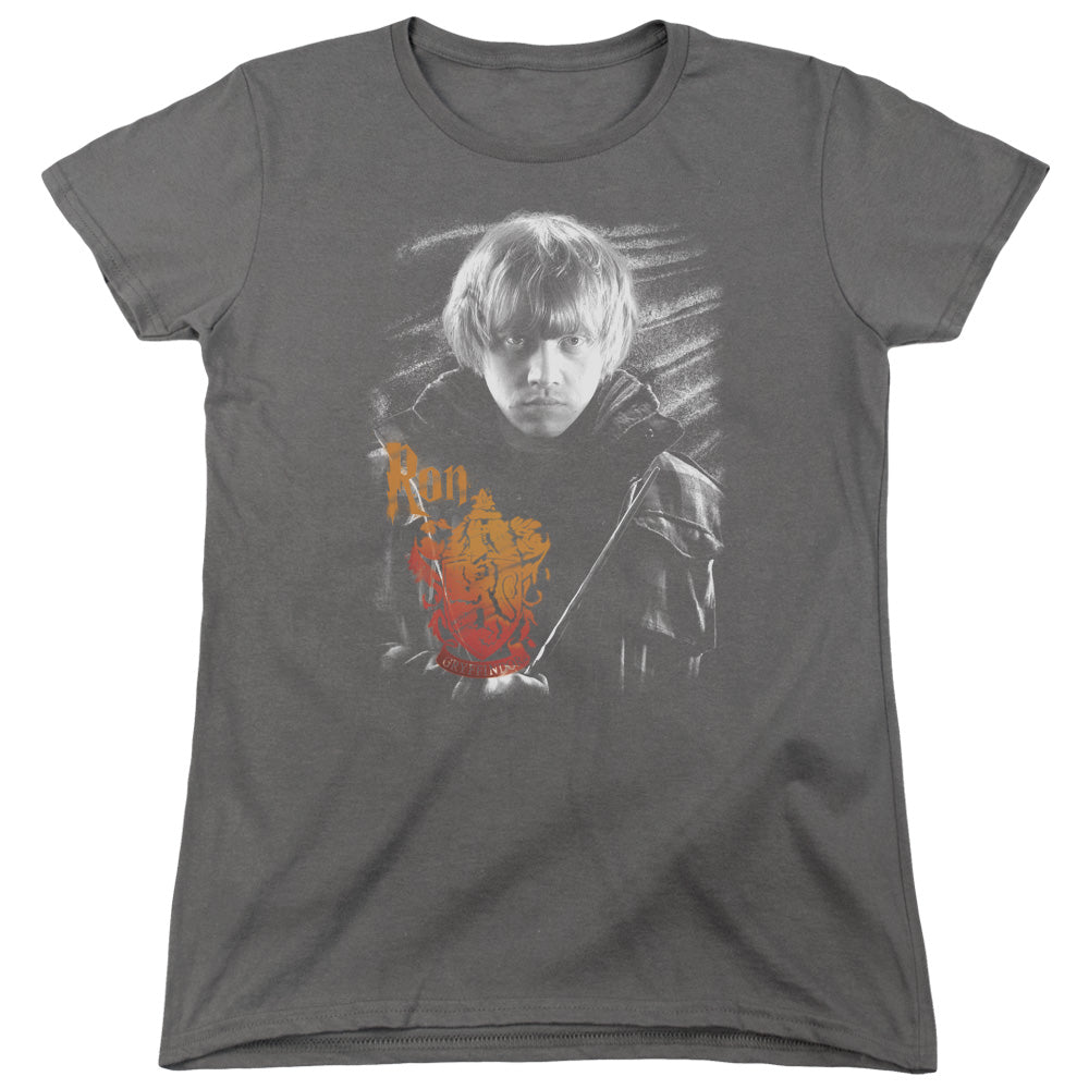 Harry Potter Ron Portrait Womens T Shirt Charcoal Officially Licensed