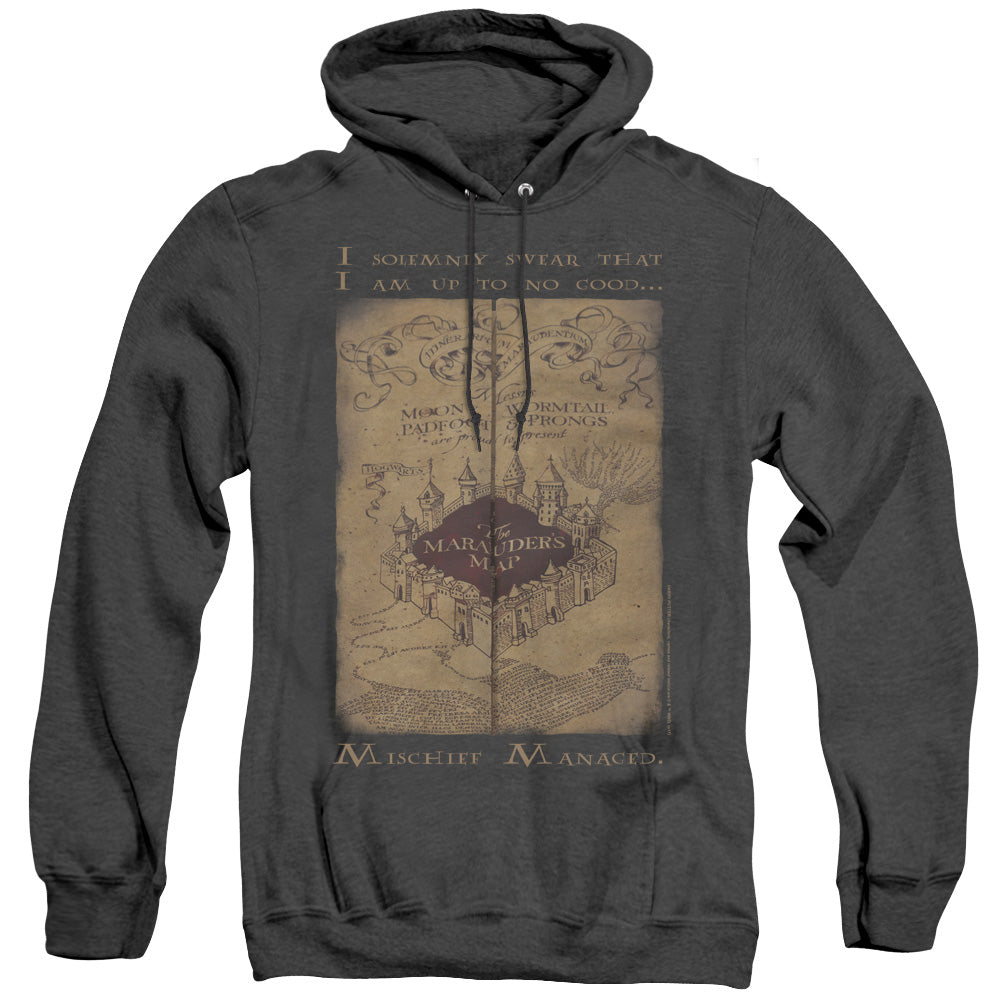 Harry Potter Marauders Map Words Mens Heather Hoodie Black Officially Licensed