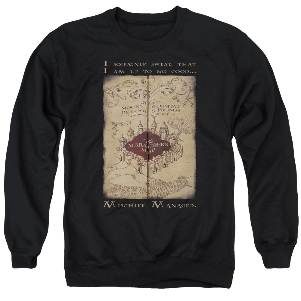 Harry Potter Marauders Map Words Mens Crewneck Sweatshirt Black Officially Licensed