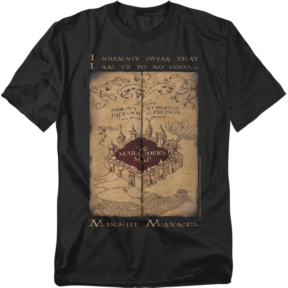 Harry Potter Marauders Map Words Mens T Shirt Black Officially Licensed