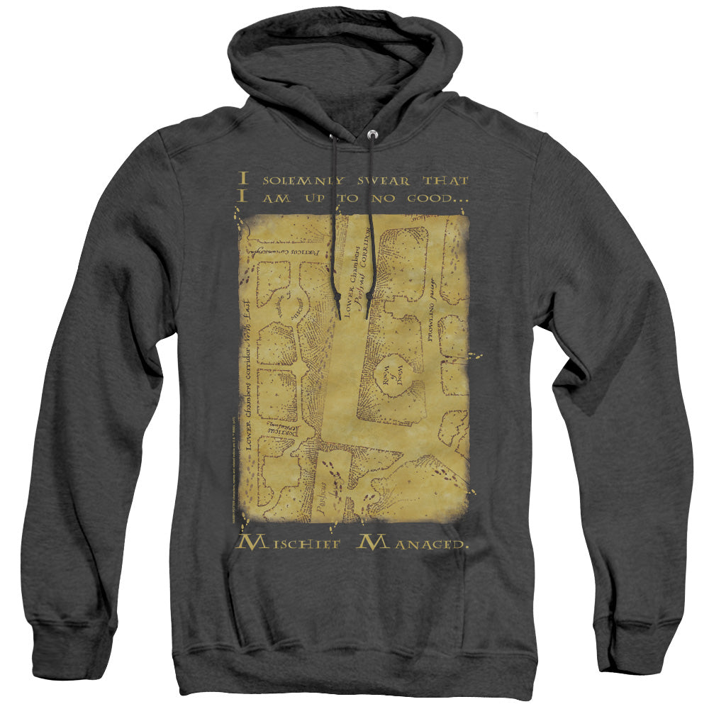 Harry Potter Marauders Map Interior Words Mens Heather Hoodie Black Officially Licensed