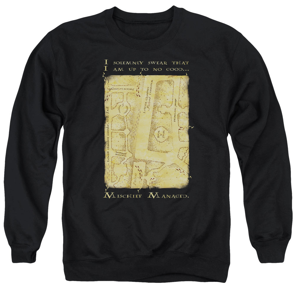 Harry Potter Marauders Map Interior Words Mens Crewneck Sweatshirt Black Officially Licensed