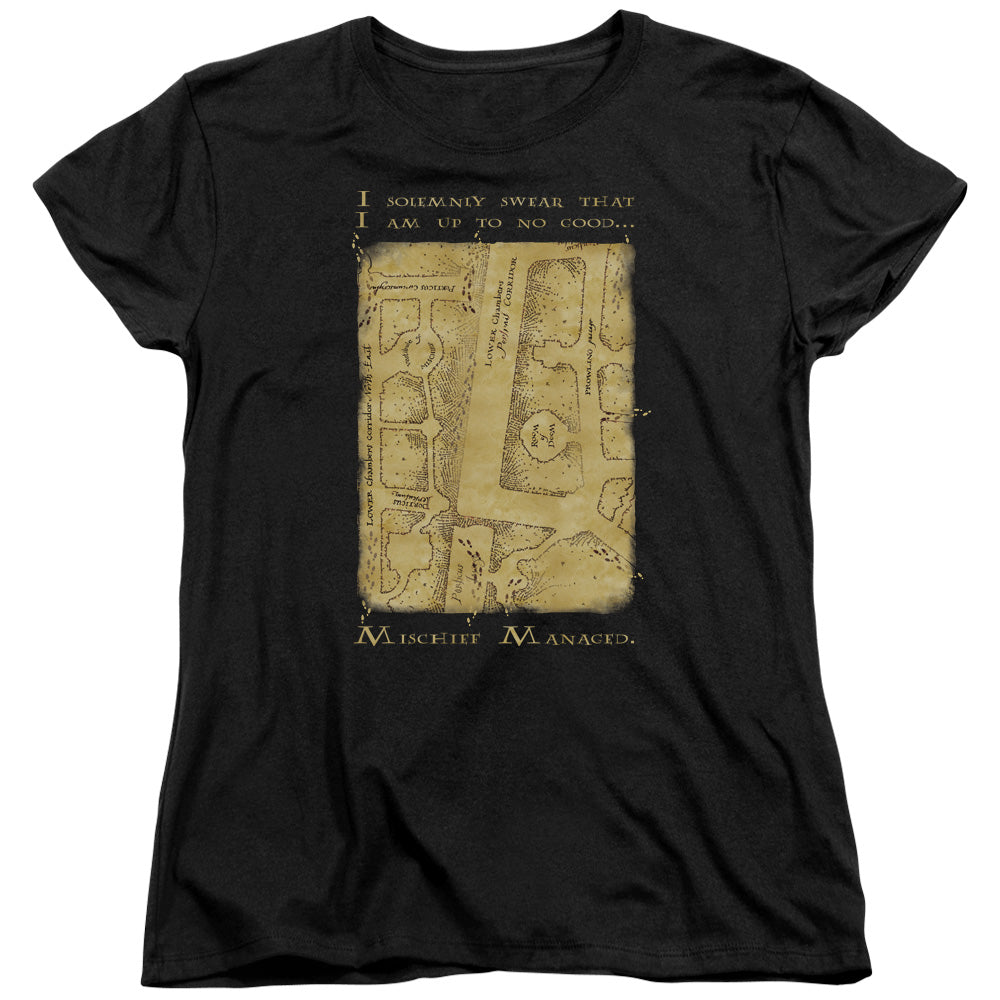 Harry Potter Marauders Map Interior Words Womens T Shirt Black Officially Licensed