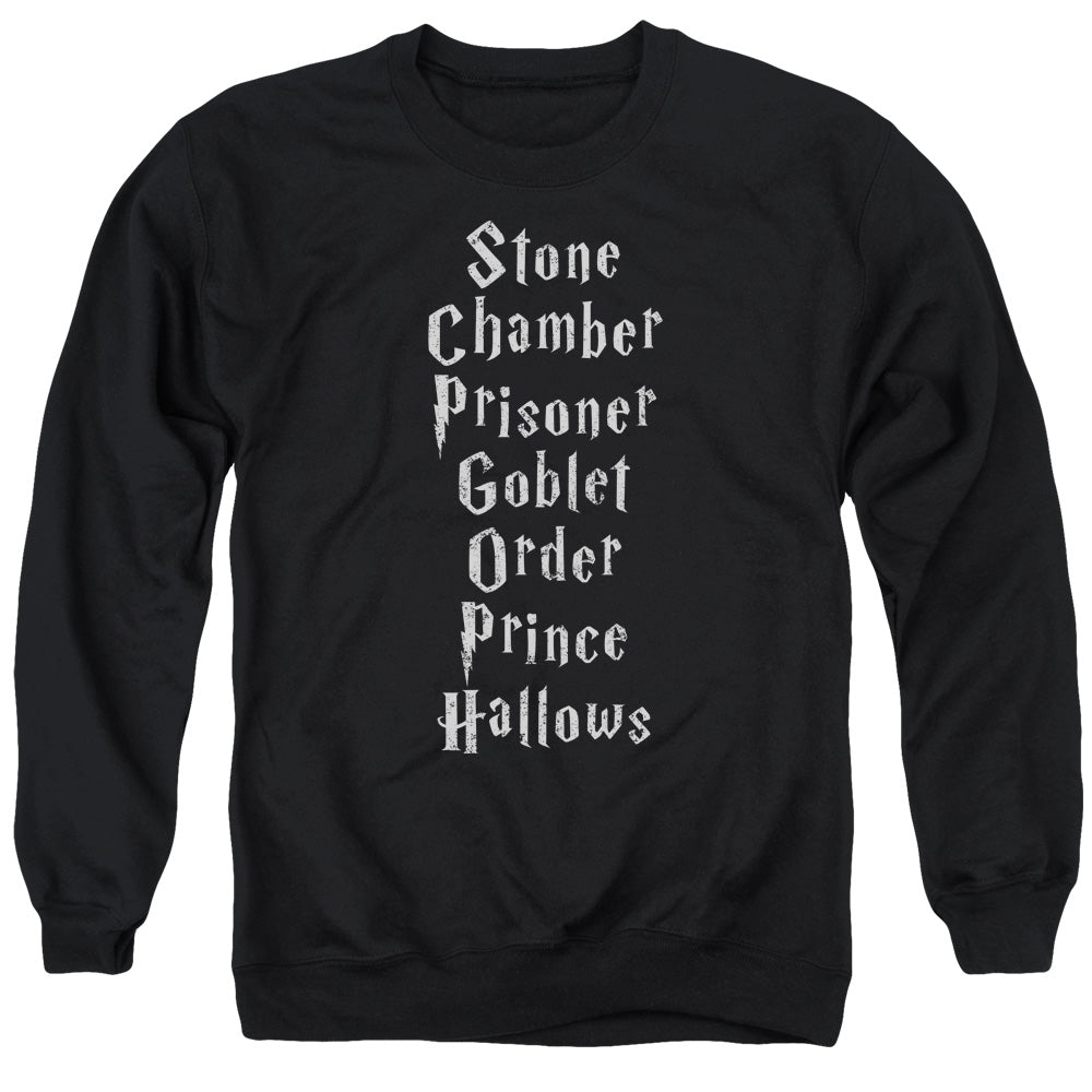 Harry Potter Titles Mens Crewneck Sweatshirt Black Officially Licensed