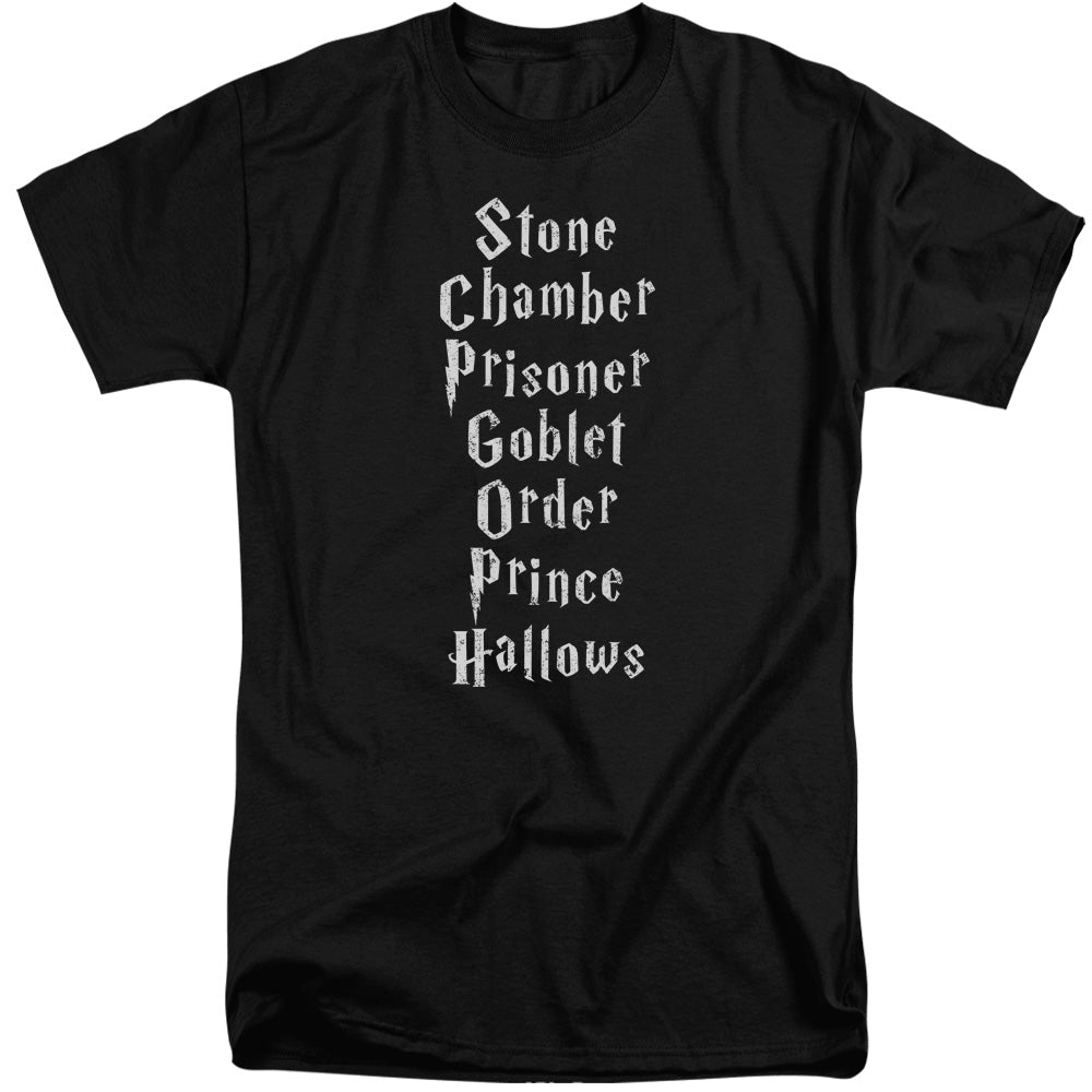 Harry Potter Titles Mens Tall T Shirt Black Officially Licensed
