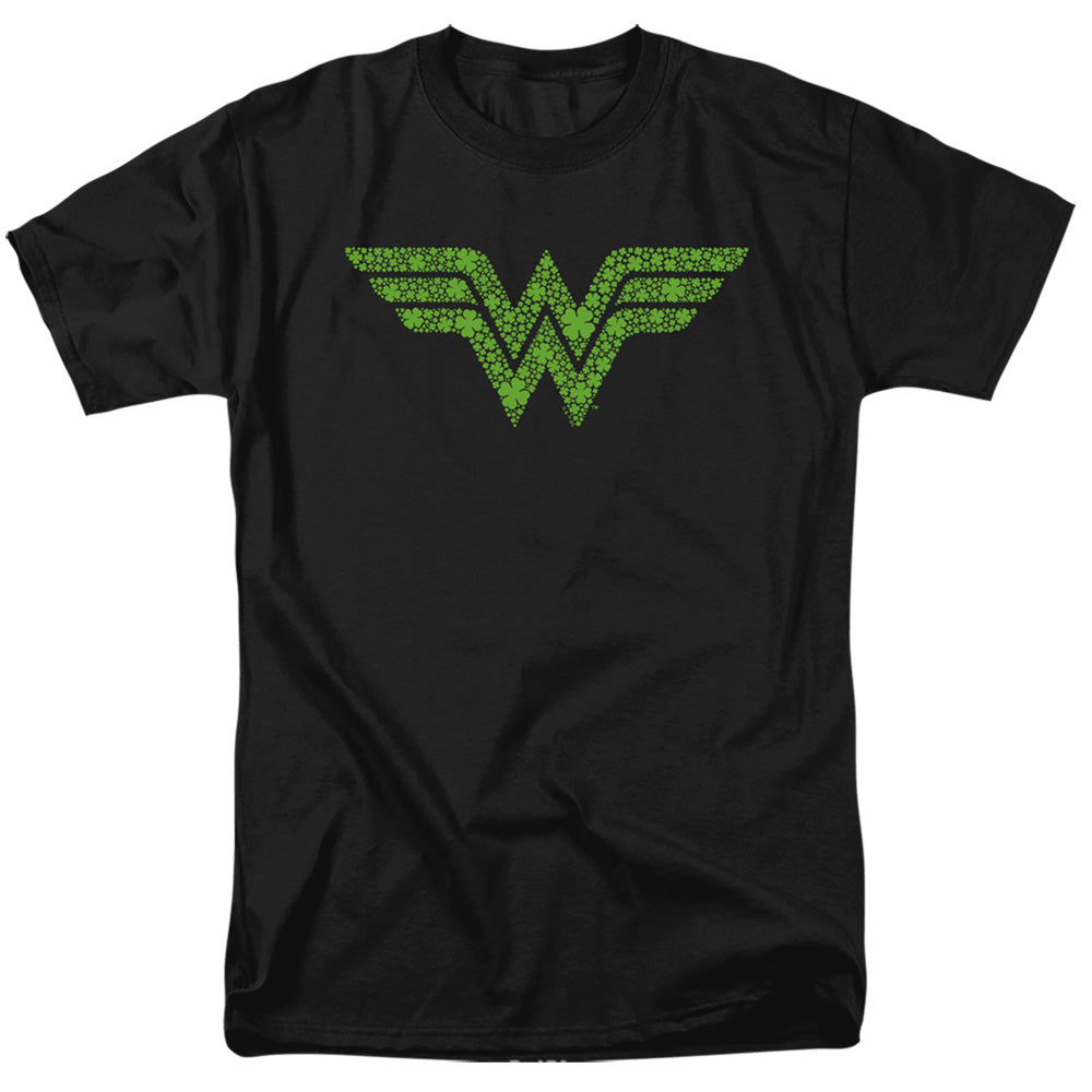 Wonder Woman St. Patricks Day Shamrock Logo Mens T Shirt Black Officially Licensed