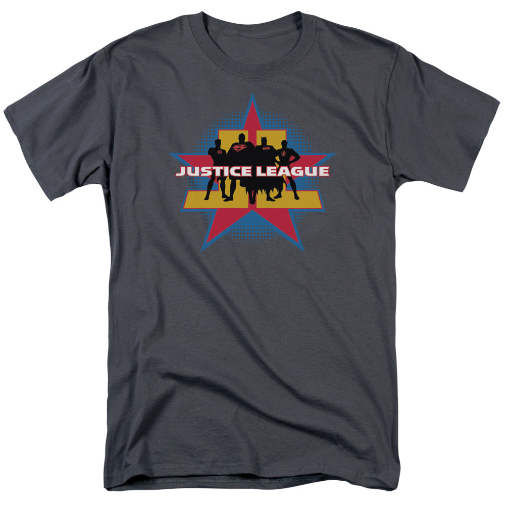 Justice League Of America Stand Tall Mens T Shirt Charcoal Officially Licensed
