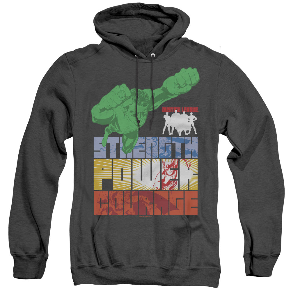 Justice League Of America Heroic Qualities Heather Mens Hoodie Black Officially Licensed