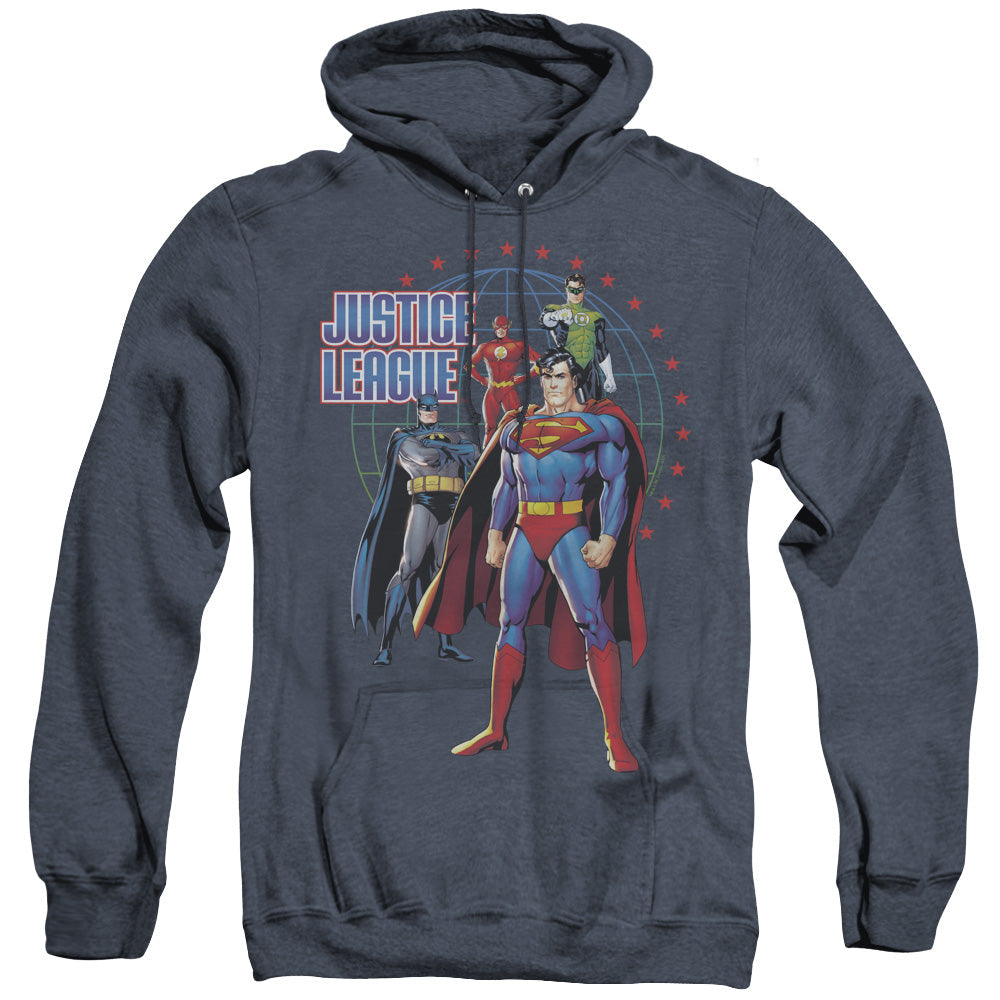 Justice League Of America Protectors Mens Heather Hoodie Navy Officially Licensed