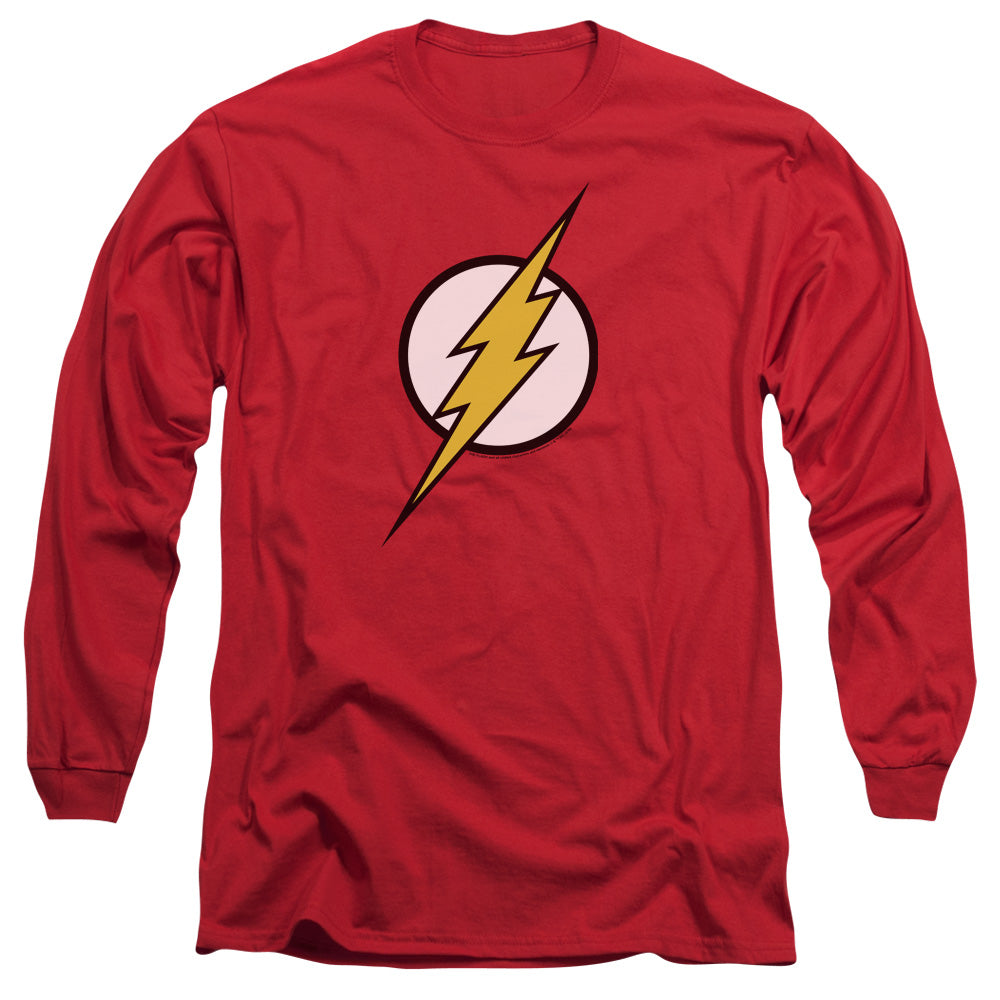 Justice League Flash Logo Mens Long Sleeve Shirt Red Officially Licensed
