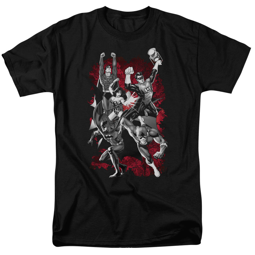 Justice League Justice League Explosion Mens T Shirt Black Officially Licensed