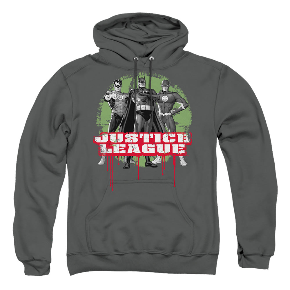 Justice League Of America Justice League Of America Trio Mens Hoodie Charcoal Officially Licensed