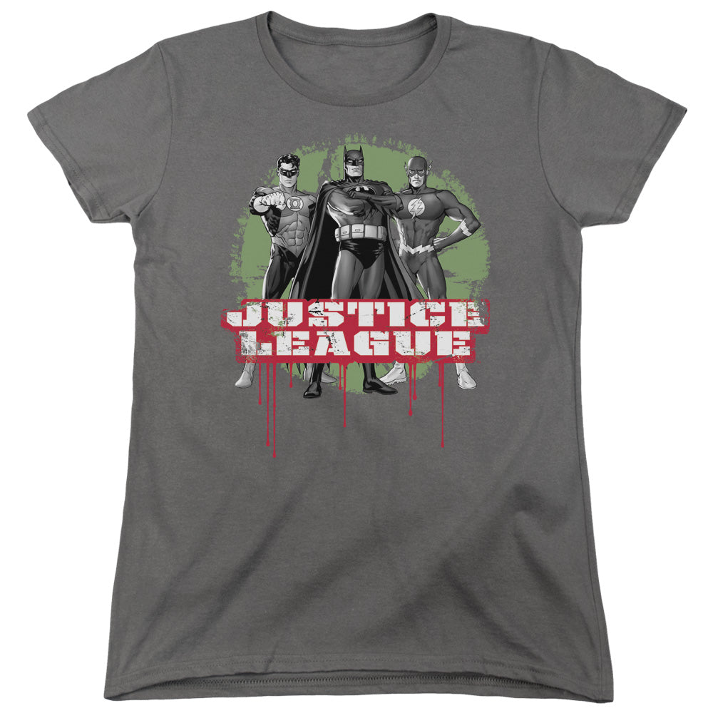Justice League Justice League Trio Womens T Shirt Charcoal Officially Licensed