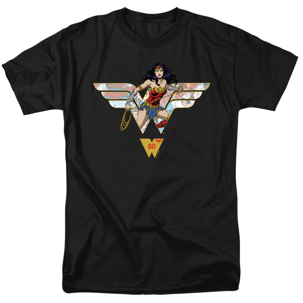 Wonder Woman Ww 80Th Collage Logo Mens T Shirt Black Officially Licensed