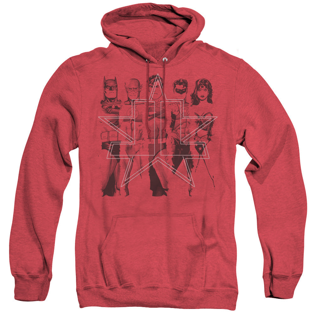 Justice League Five Stars Heather Mens Hoodie Red Officially Licensed