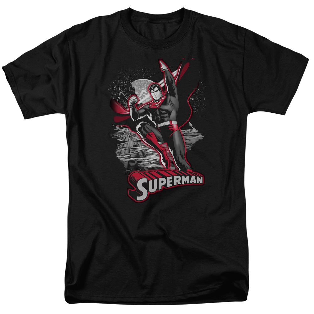 Justice League Of America Superman Red & Gray Mens T Shirt Black Officially Licensed