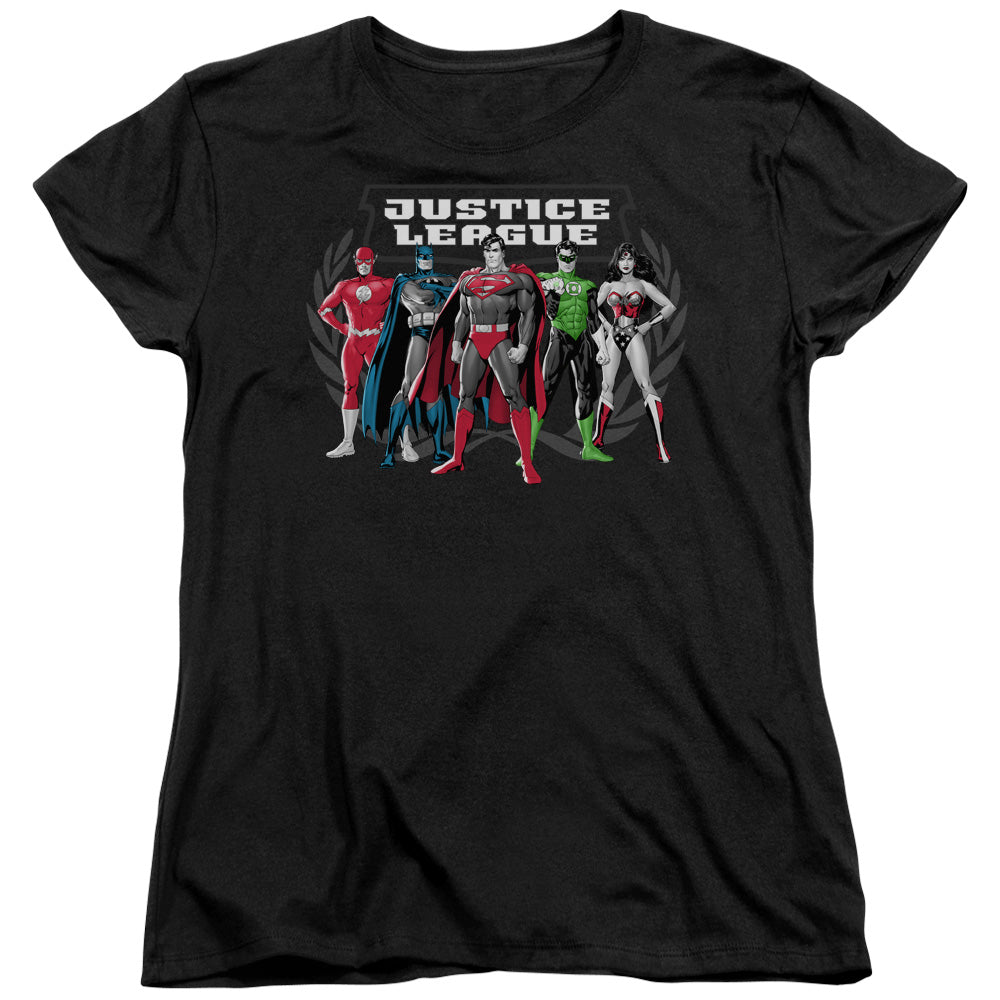 Justice League the Big Five Womens T Shirt Black Officially Licensed