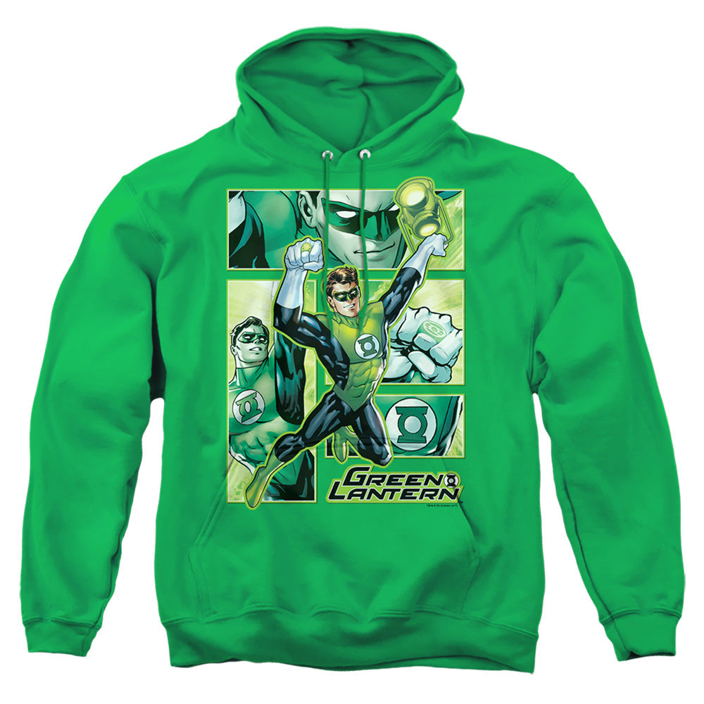 Justice League Of America Green Lantern Panels Mens Hoodie Kelly Green Officially Licensed
