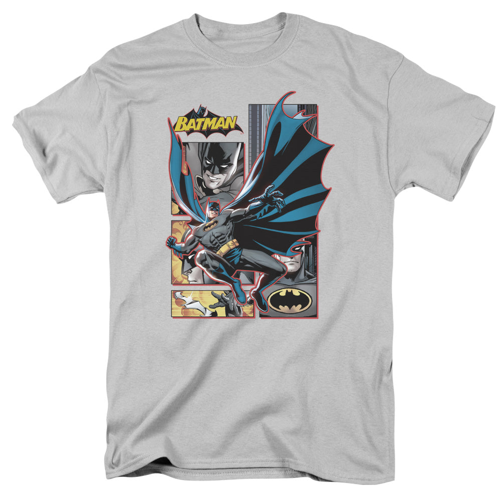 Justice League Of America Batman Panels Mens T Shirt Silver Officially Licensed