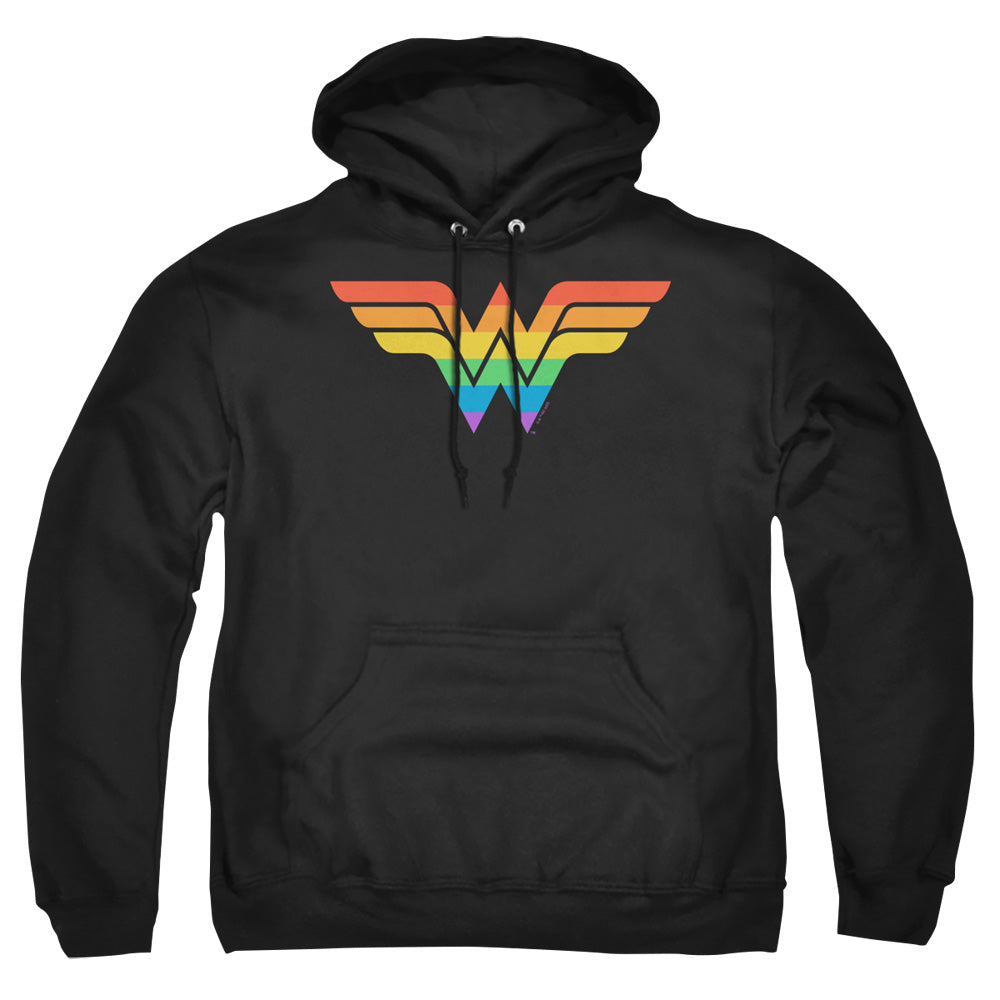 Justice League Wonder Woman Rainbow Mens Hoodie Black Officially Licensed