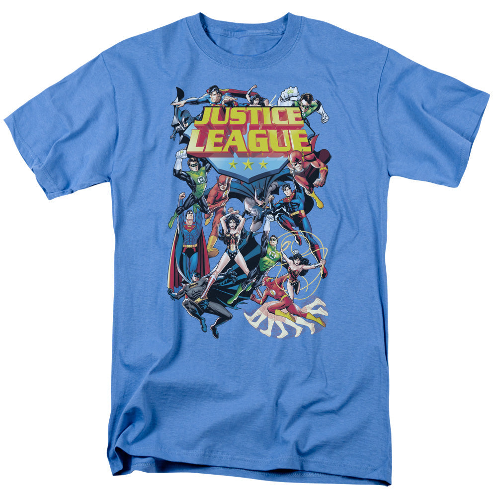 Justice League Of America League A Plenty Mens T Shirt Carolina Blue Officially Licensed
