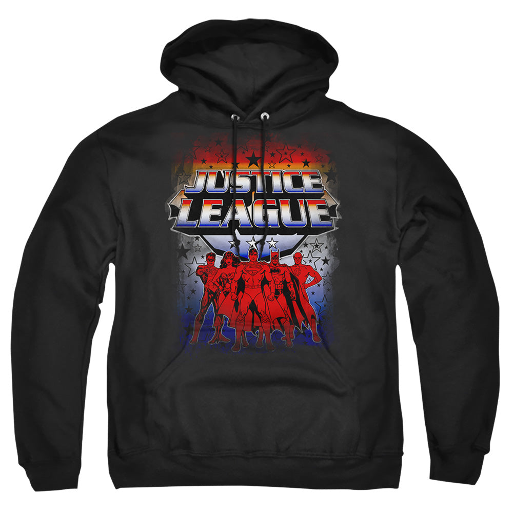 Justice League Of America Star League Mens Hoodie Black Officially Licensed