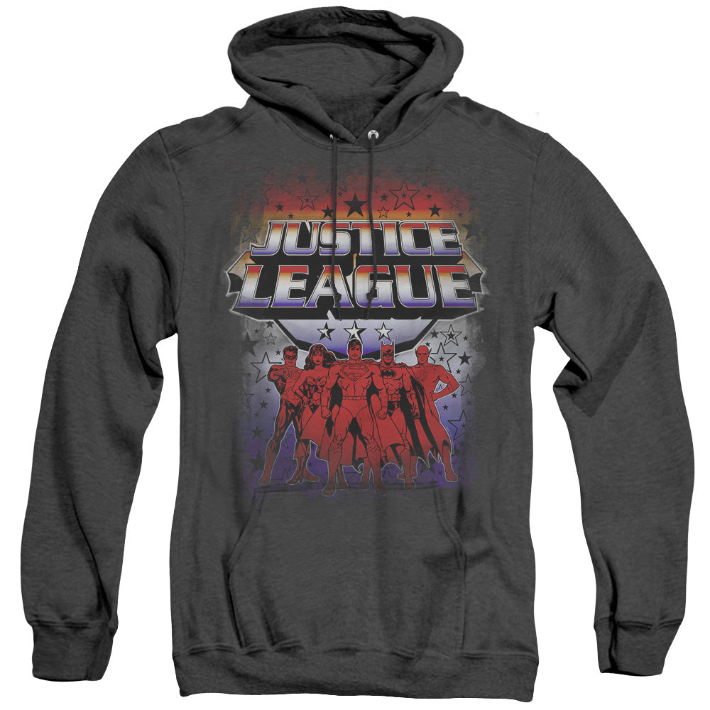 Justice League Of America Star League Mens Heather Hoodie Black Officially Licensed
