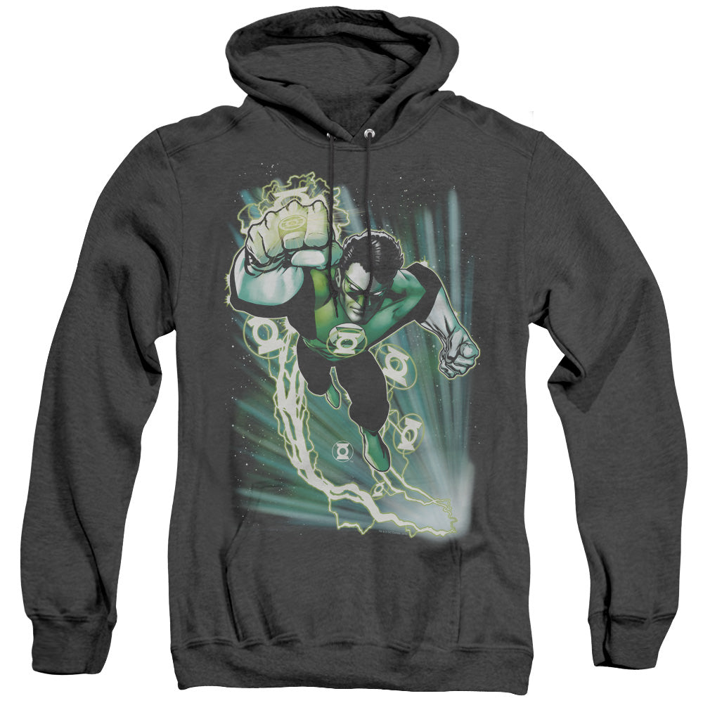 Justice League Of America Emerald Energy Heather Mens Hoodie Black Officially Licensed