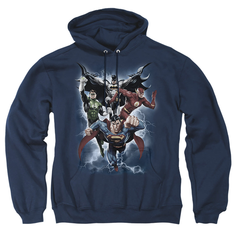 Justice League Of America The Coming Storm Mens Hoodie Navy Officially Licensed