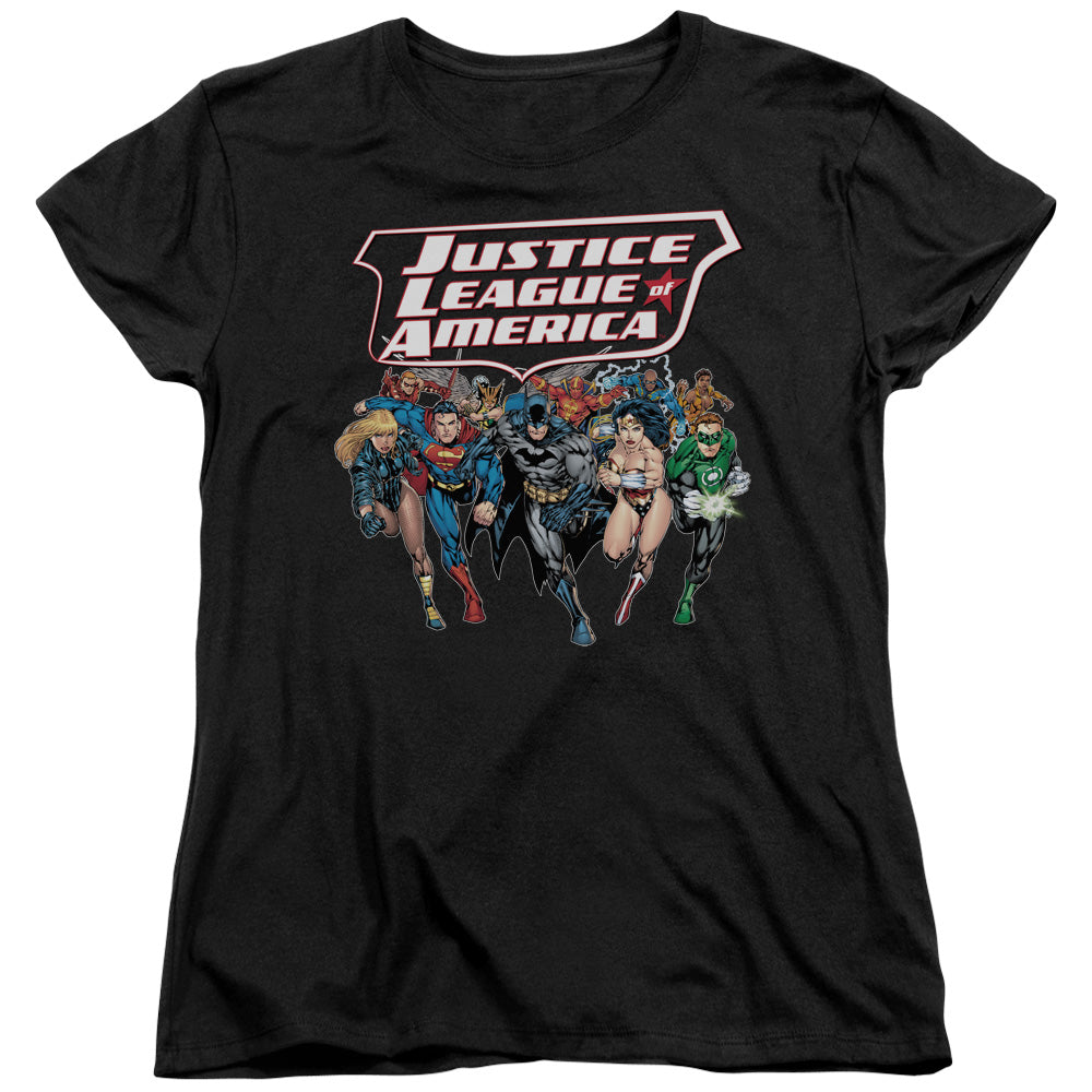 Justice League Charging Justice Womens T Shirt Black Officially Licensed
