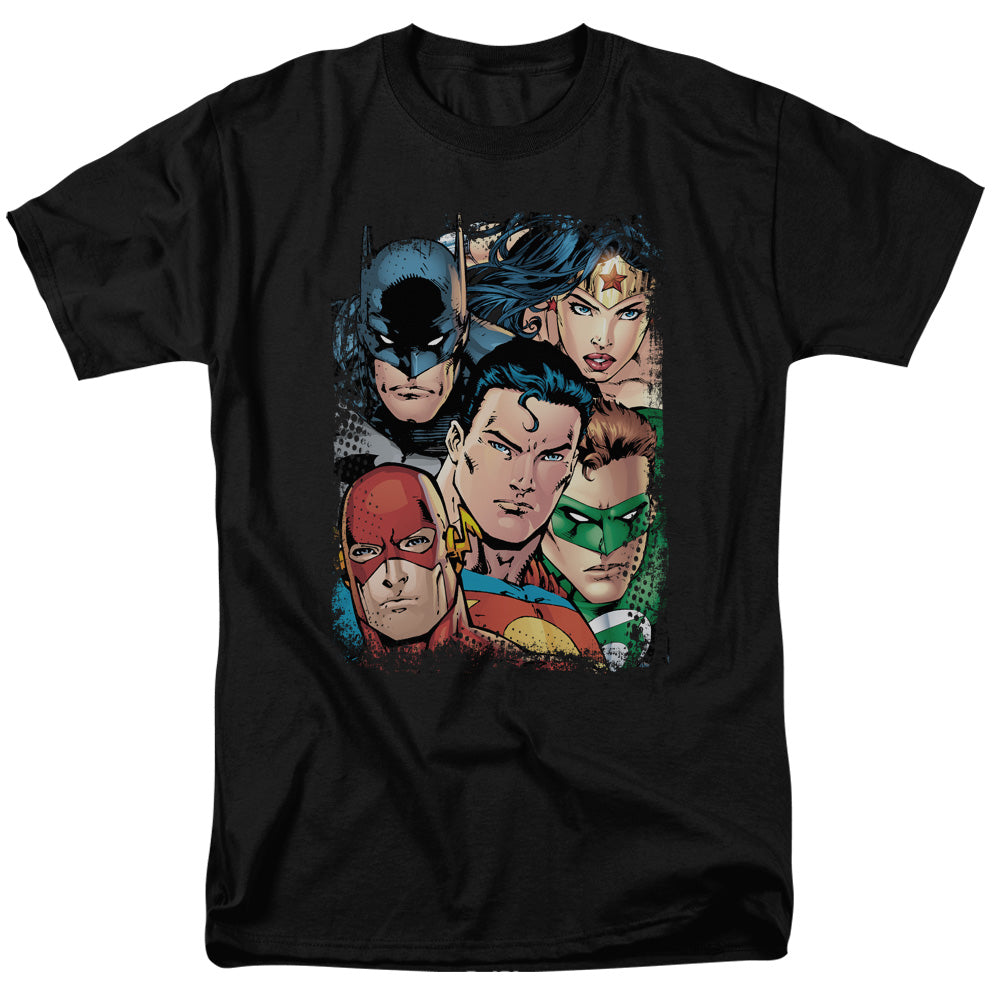Justice League Of America Up Close And Personal Mens T Shirt Black Officially Licensed