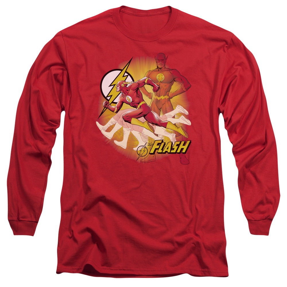 Justice League Lightning Fast Mens Long Sleeve Shirt Red Officially Licensed