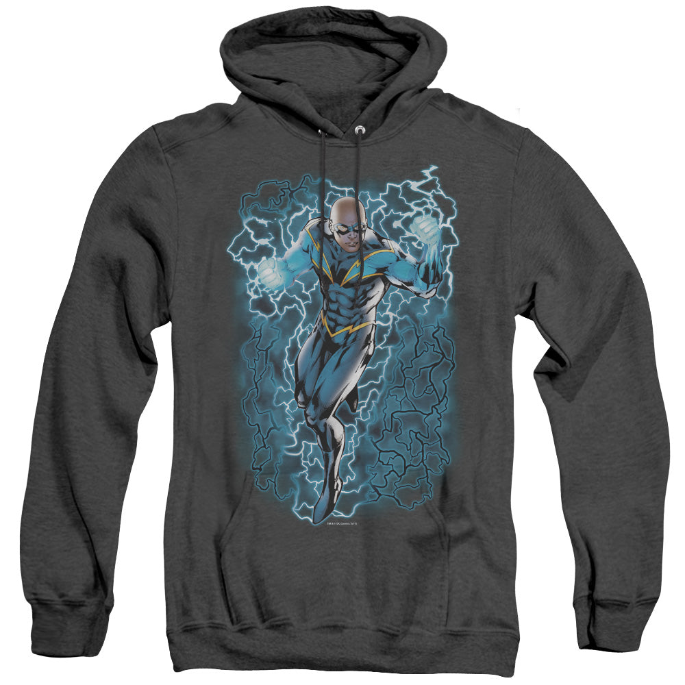 Justice League Of America Black Lightning Bolts Mens Heather Hoodie Black Officially Licensed