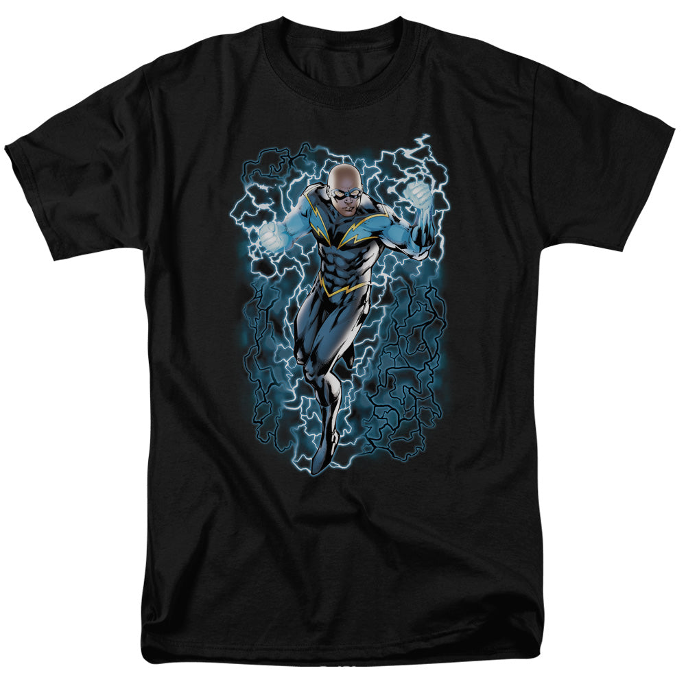 Justice League Of America Black Lightning Bolts Mens T Shirt Black Officially Licensed